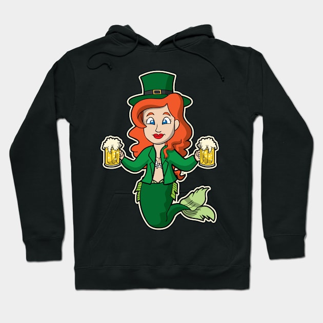 Irish Mermaid St Patricks Day Beers Hoodie by E